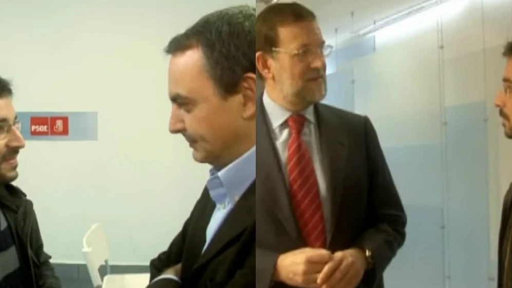 Jordi Évole con Zapatero y Rajoy