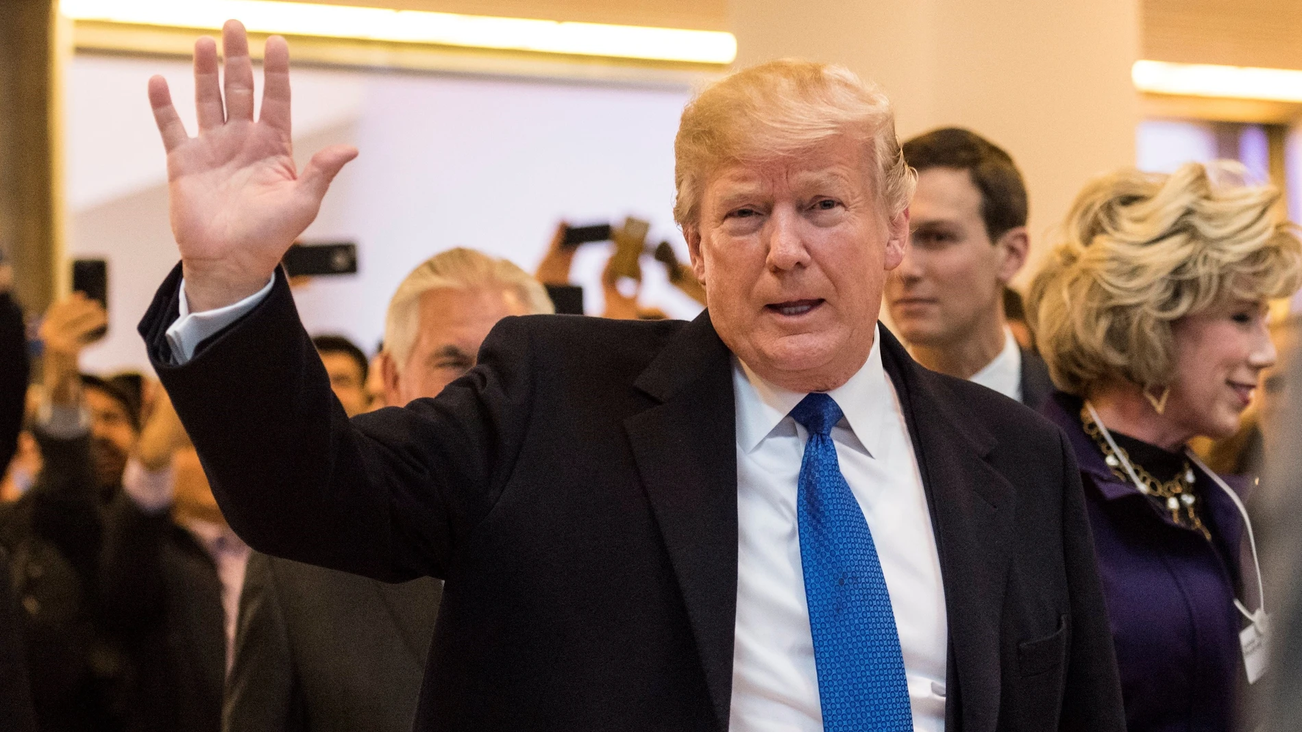 Donald Trump a su llegada al Foro Económico Mundial que se celebra en Davos, Suiza