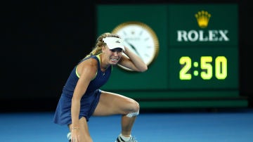 Caroline Wozniacki celebra su triunfo en el Open de Australia