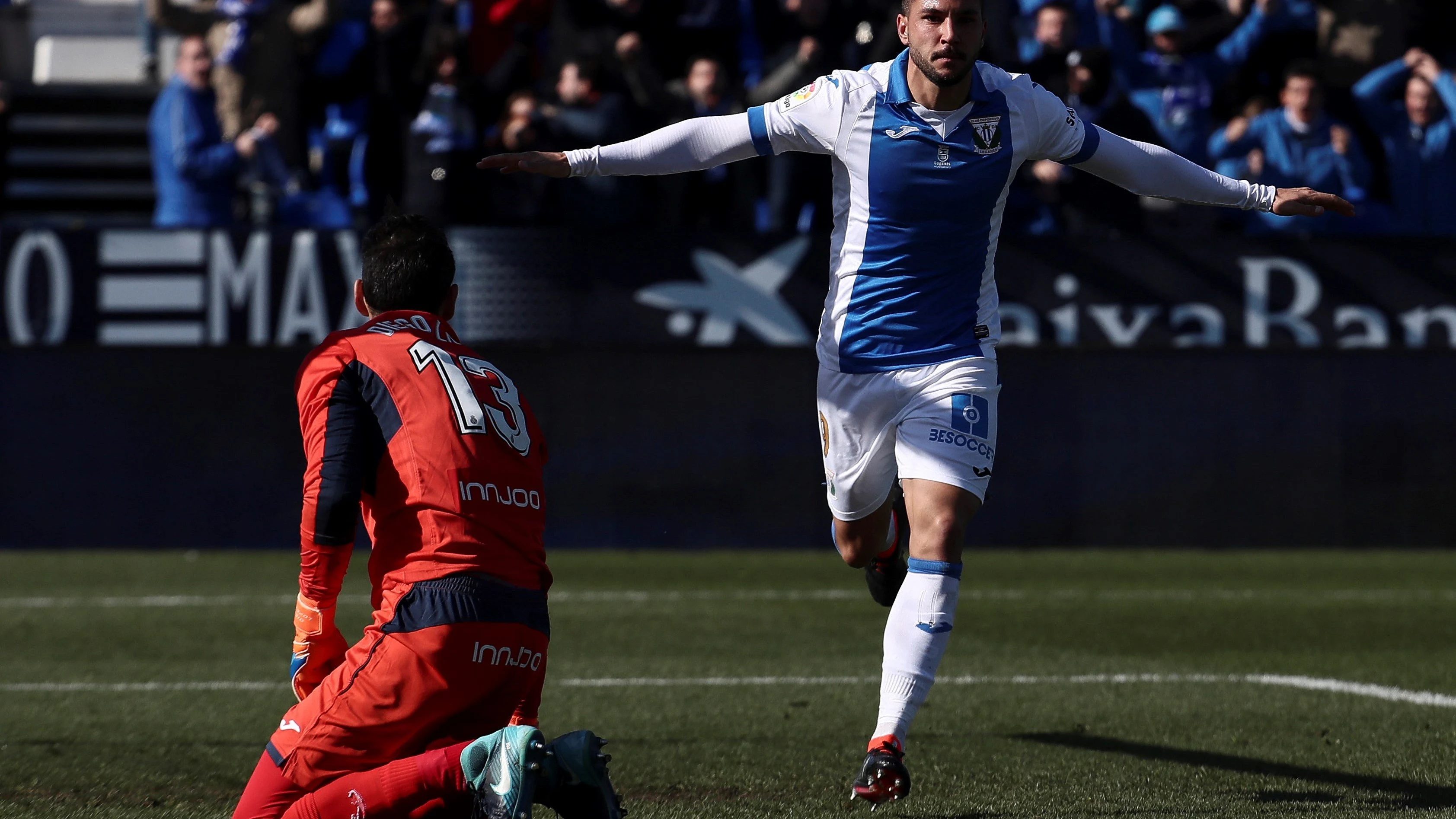 Guerrero celebra un gol ante el Espanyol