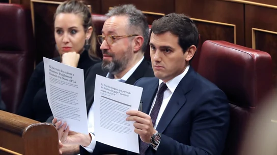 El líder de Ciudadanos, Albert Rivera, durante su intervención El líder de Ciudadanos, Albert Rivera, durante su intervención