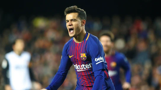 Coutinho celebra su gol con el Barça Coutinho celebra su gol con el Barça