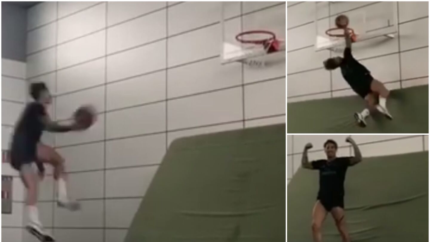 Ramos demuestra su habilidad para el baloncesto