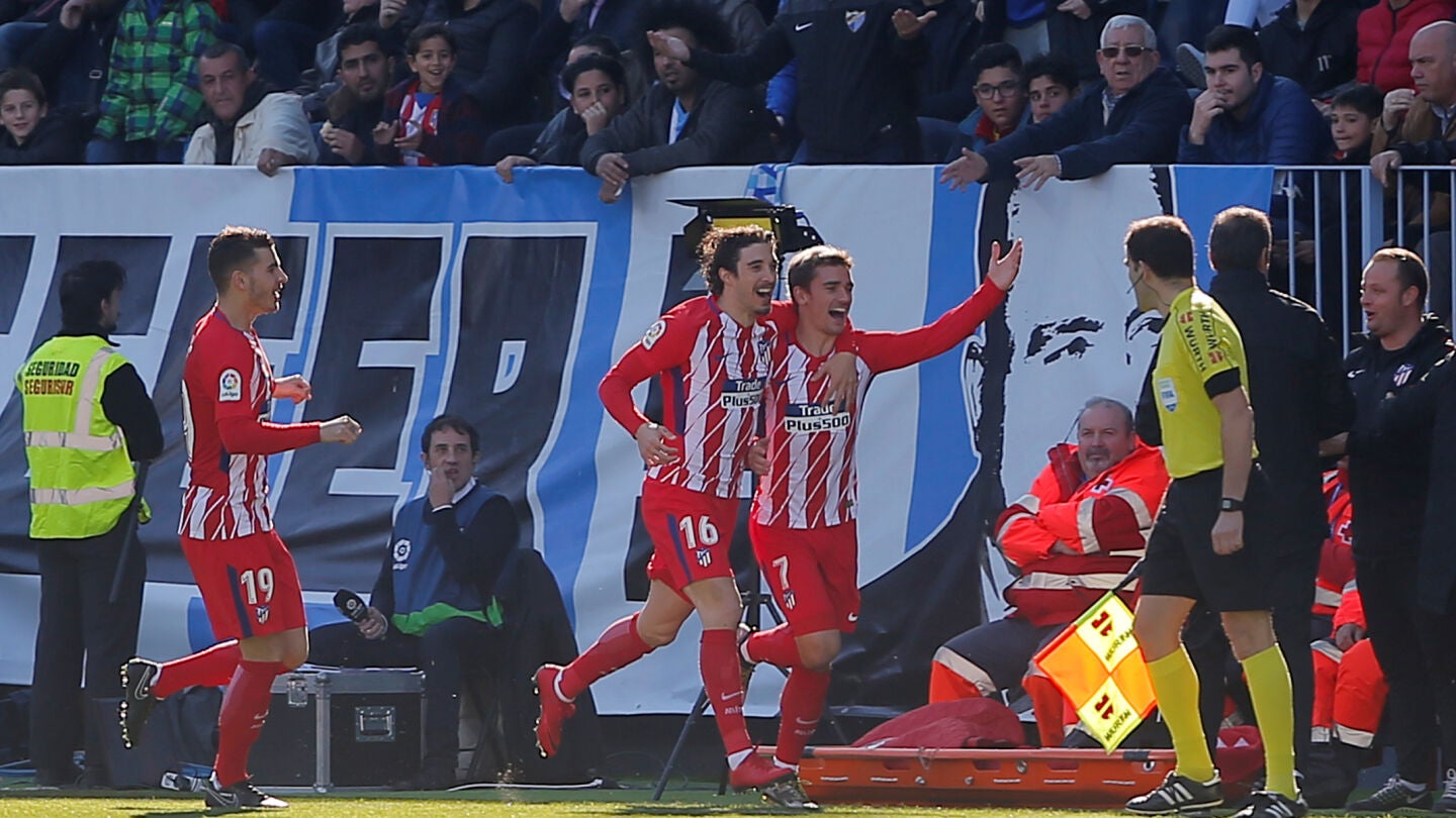Griezmann celebra el 0-1 ante el M&aacute;laga