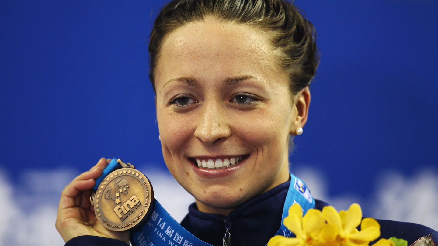 Ariana Kukors, con su medalla de bronce conseguida en los Mundiales de 2014 Ariana Kukors, con su medalla de bronce conseguida en los Mundiales de 2014
