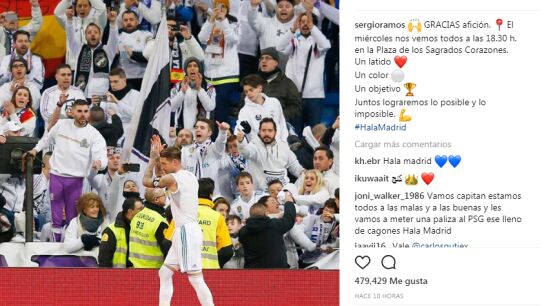 Sergio Ramos y su llamamiento a la afici&oacute;n