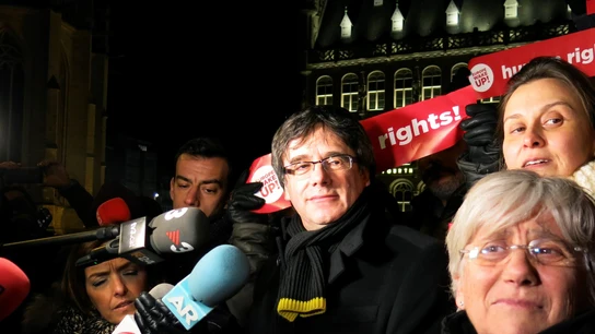 El expresidente catalán Carles Puigdemont durante una concentración en la localidad belga de Lovaina El expresidente catalán Carles Puigdemont durante una concentración en la localidad belga de Lovaina