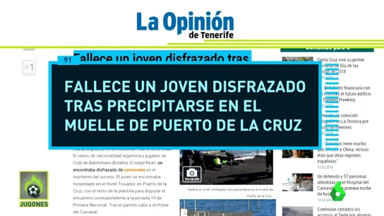 Investigan la muerte en extrañas circunstancias de un jugador de balonmano del Bolaños en Puerto de la Cruz Investigan la muerte en extrañas circunstancias de un jugador de balonmano del Bolaños en Puerto de la Cruz