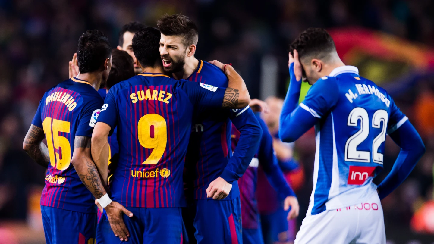 El Barça celebra un gol ante el Espanyol El Barça celebra un gol ante el Espanyol