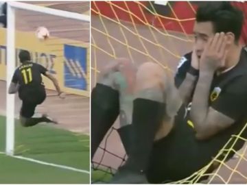 Incomprensible fallo de Sergio Araujo en la línea de gol Incomprensible fallo de Sergio Araujo en la línea de gol