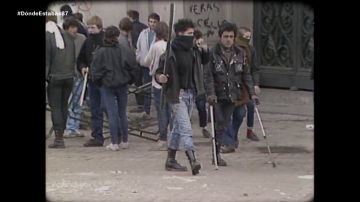 'El cojo manteca' en las marchas estudiantiles de 1987