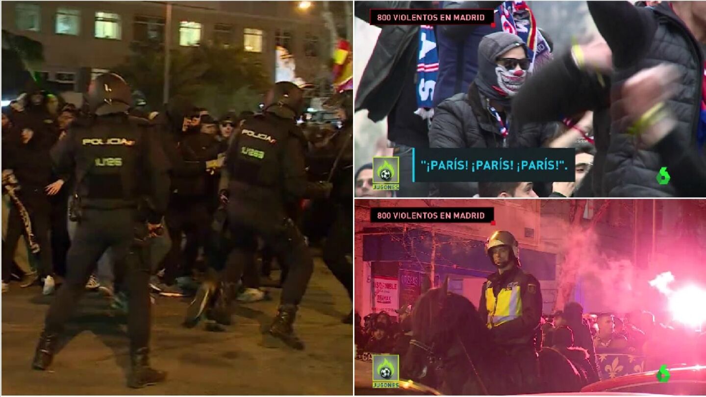 Los ultras del PSG durante su estancia en Madrid