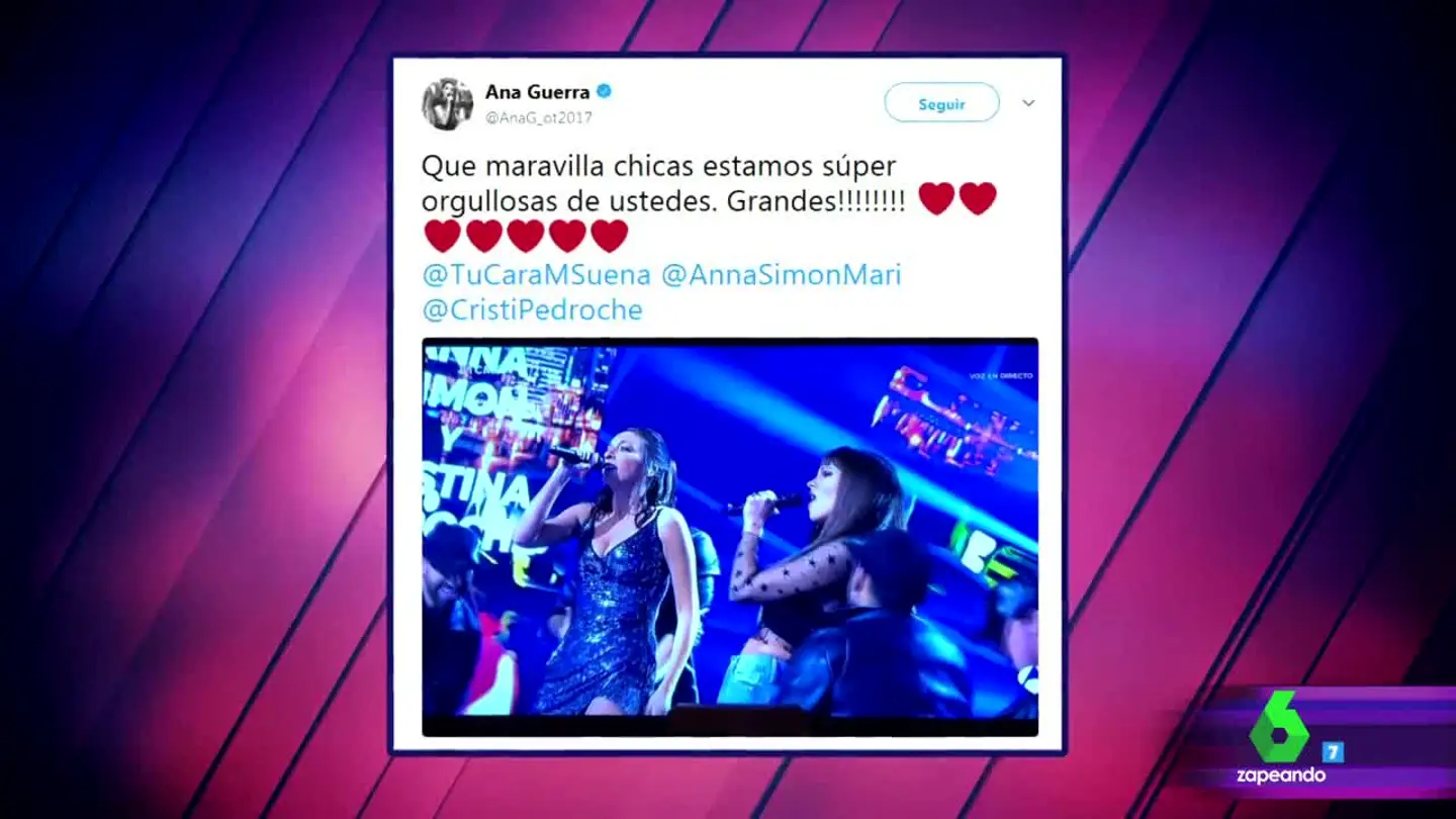 La felicitación de Aitana y Ana Guerra a Anna Simon y Cristina Pedroche tras su interpretación de 'Lo malo' en Tu Cara Me Suena La felicitación de Aitana y Ana Guerra a Anna Simon y Cristina Pedroche tras su interpretación de 'Lo malo' en Tu Cara Me Suena