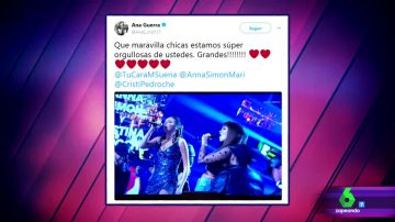 La felicitación de Aitana y Ana Guerra a Anna Simon y Cristina Pedroche tras su interpretación de 'Lo malo' en Tu Cara Me Suena