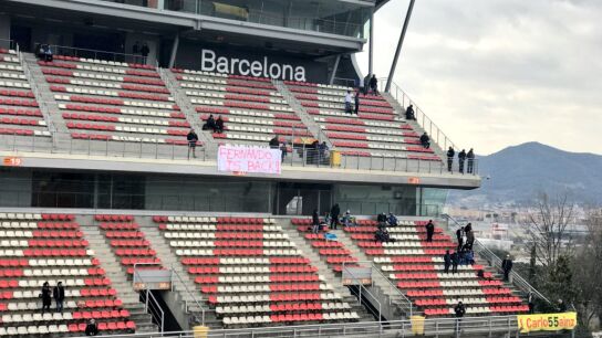 La pancarta de los aficionados en Montmel&oacute;