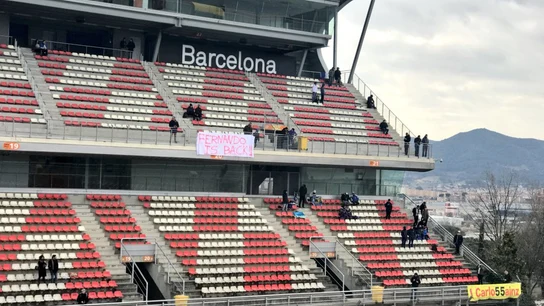La pancarta de los aficionados en Montmeló La pancarta de los aficionados en Montmeló