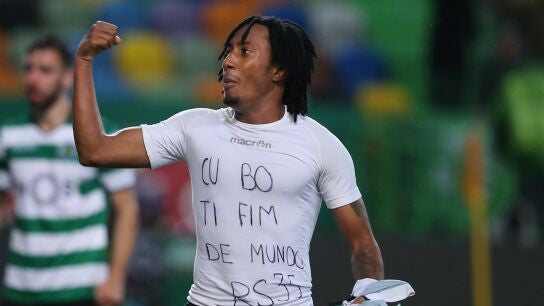 Gelson Martins, con la camiseta en apoyo a Semedo