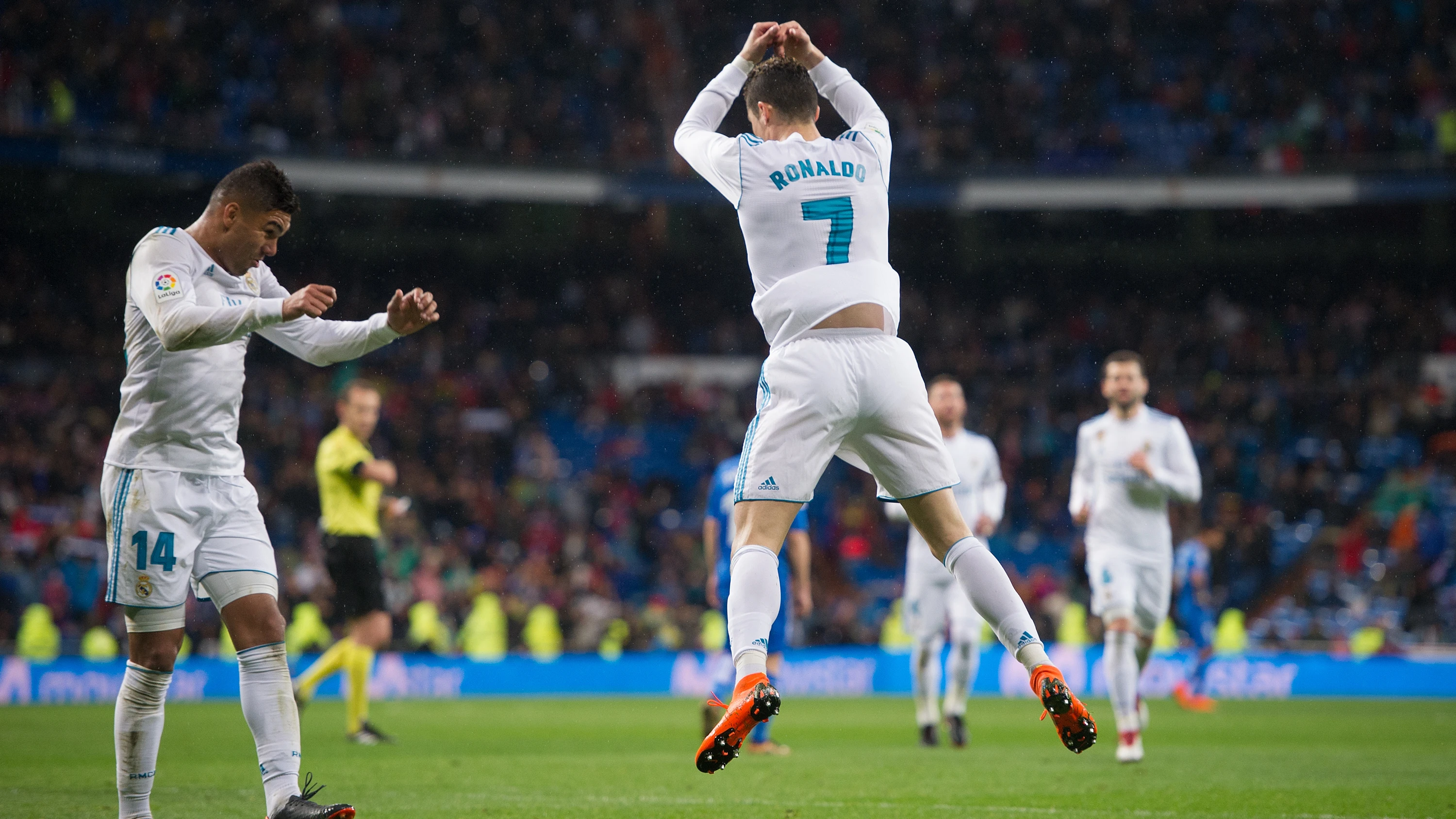 Cristiano Ronaldo celebra su primer gol contra el Getafe