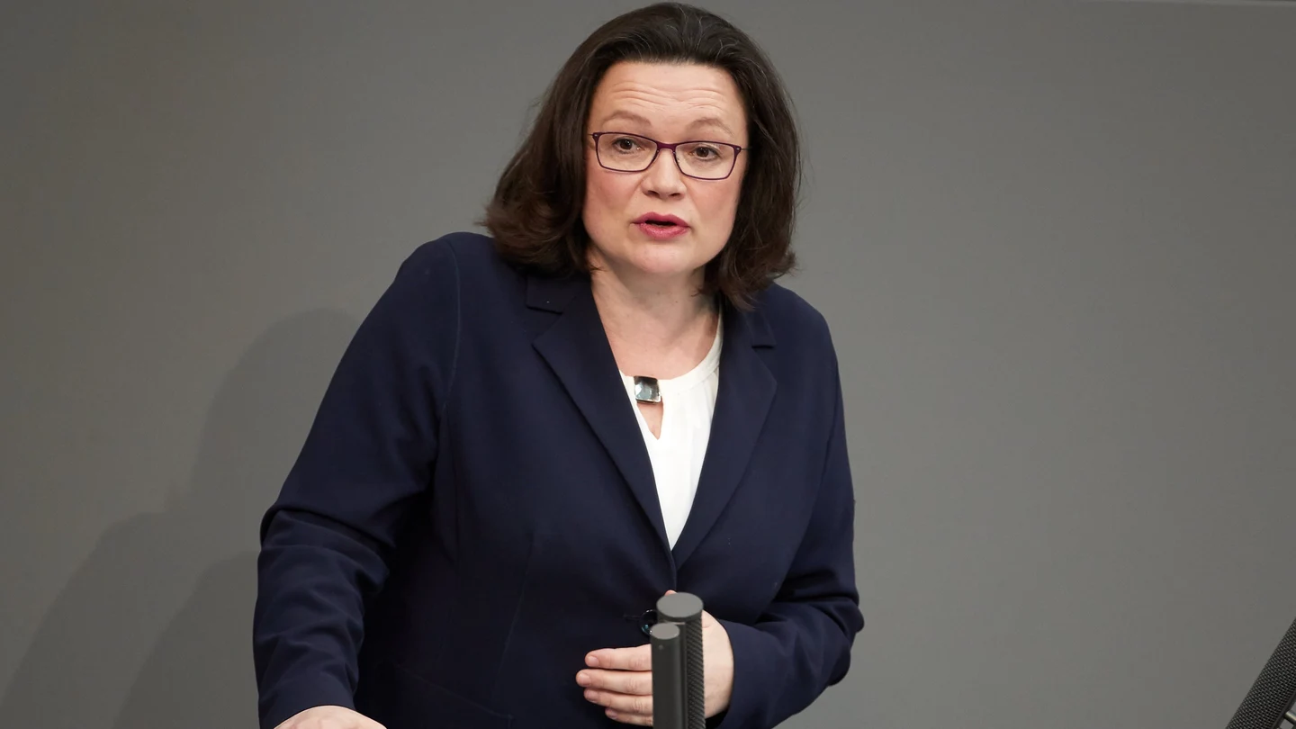 Andrea Nahles, presidenta del grupo parlamentario del Partido Socialdemócrata Alemán (SPD), Andrea Nahles, presidenta del grupo parlamentario del Partido Socialdemócrata Alemán (SPD),