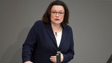 Andrea Nahles, presidenta del grupo parlamentario del Partido Socialdemócrata Alemán (SPD),