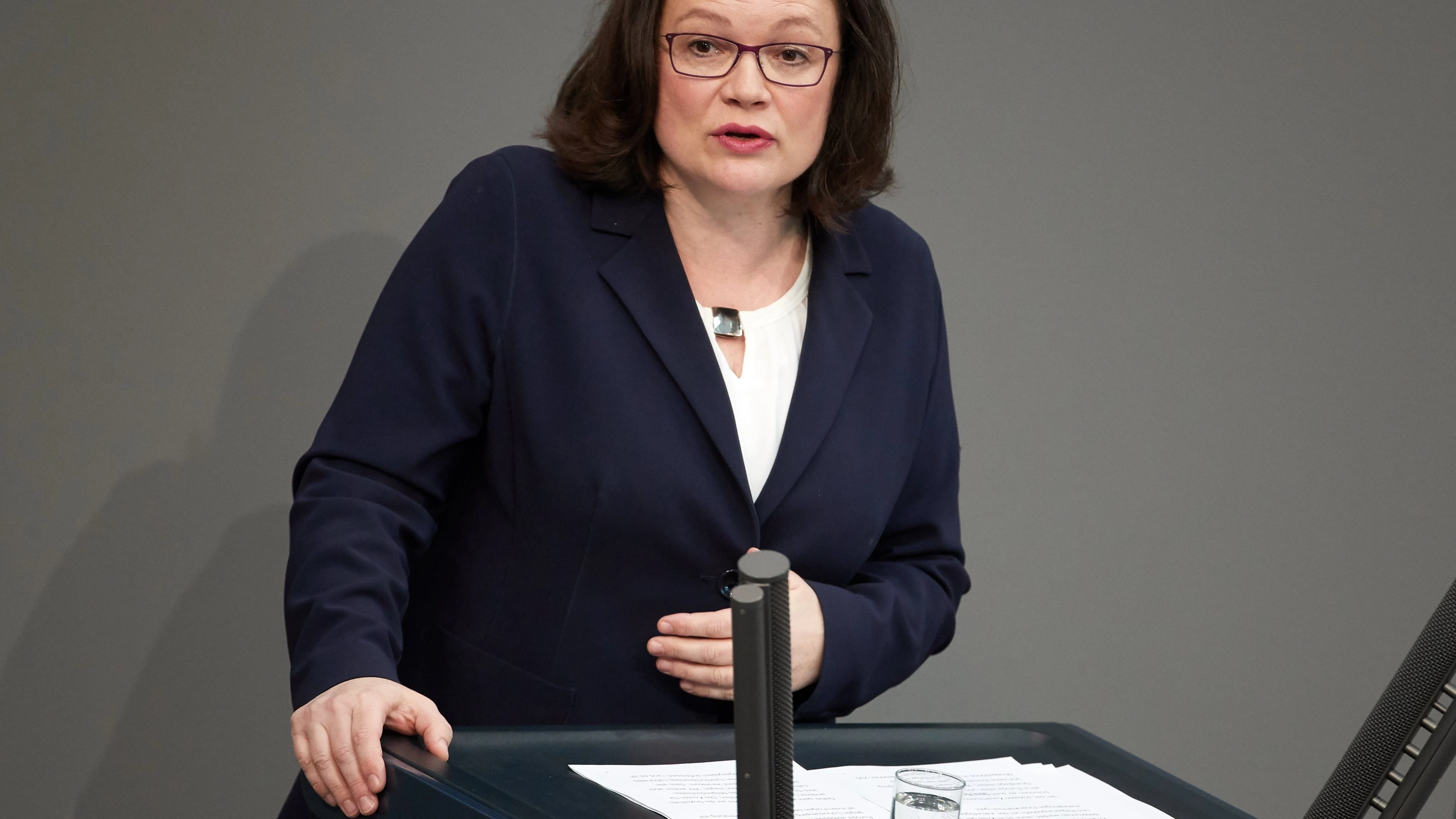 Andrea Nahles, presidenta del grupo parlamentario del Partido Socialdemócrata Alemán (SPD),