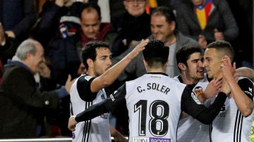 El Valencia celebra un gol