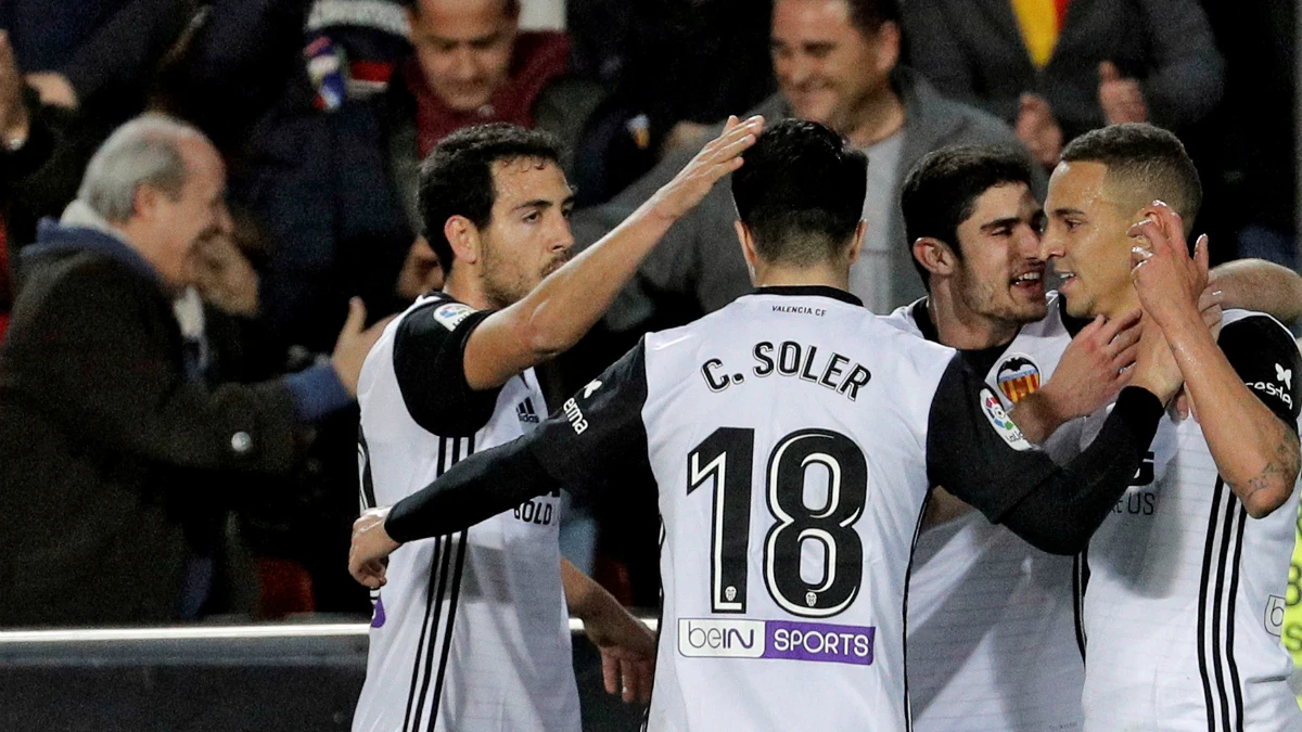 El Valencia celebra un gol