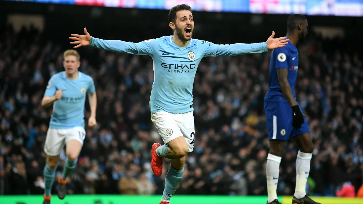 Bernardo Silva celebra un gol con el City