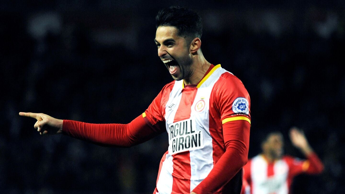 El defensa del Girona, Juan Pedro Ram&iacute;rez, celebra el 2-0 ante el Deportivo