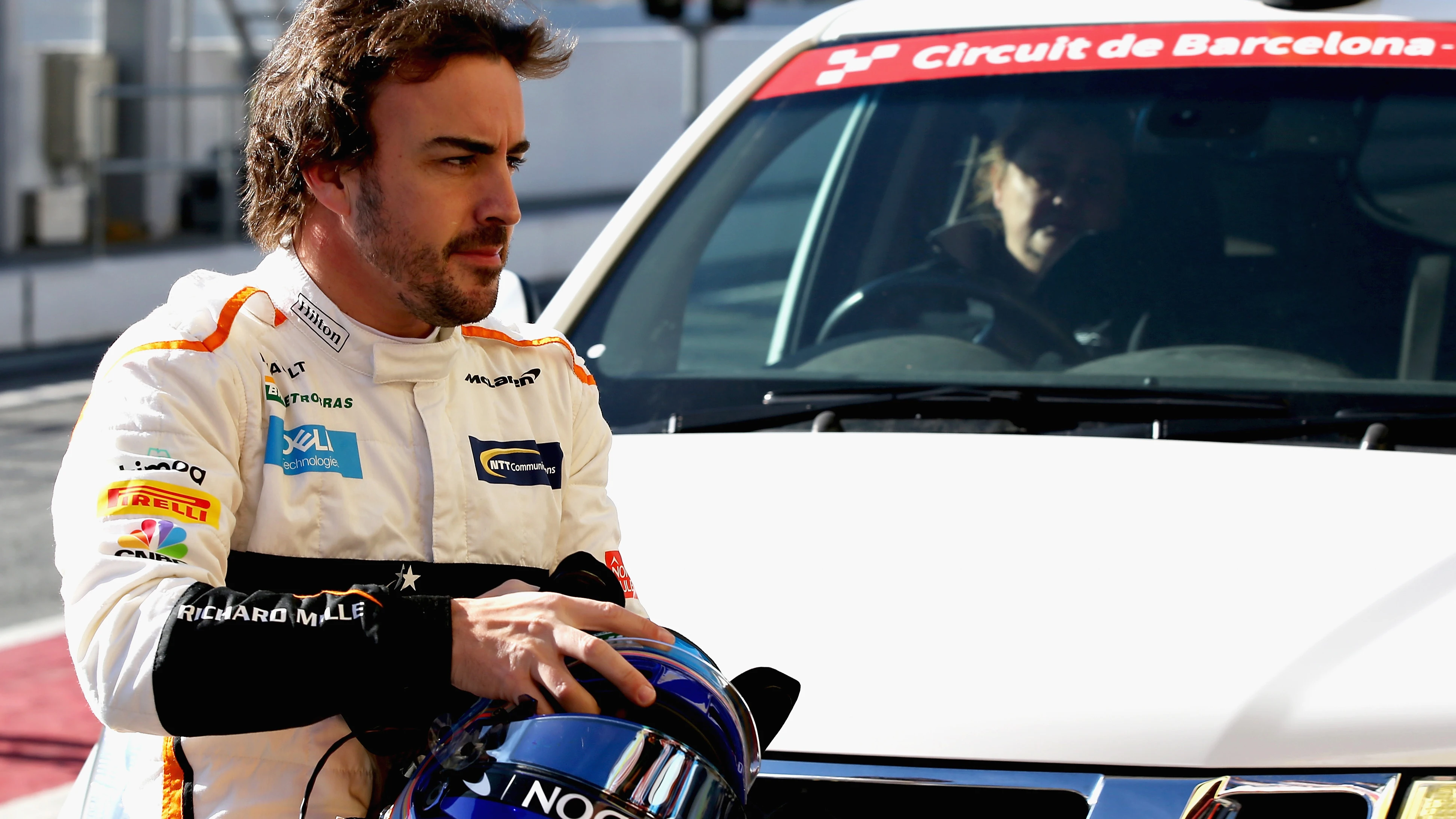 Fernando Alonso, en Montmeló durante los test de pretemporada