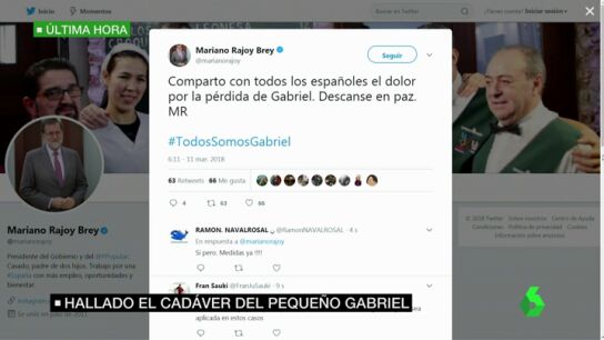 Mariano Rajoy, Pedro S&aacute;nchez y Zoido muestran sus condolencias tras el hallazgo del cad&aacute;ver de Gabriel Cruz