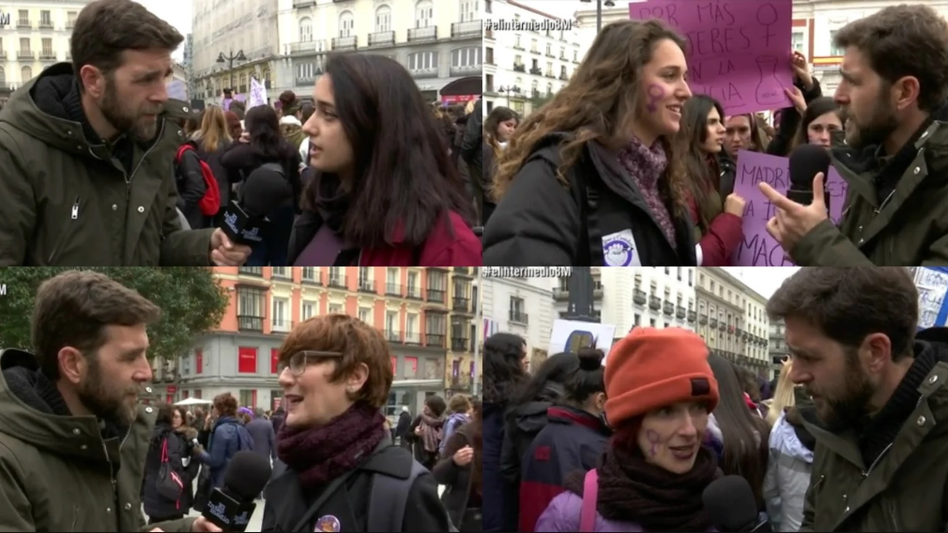 Reportaje de Gonzo con las mujeres ne la huelga del 8M