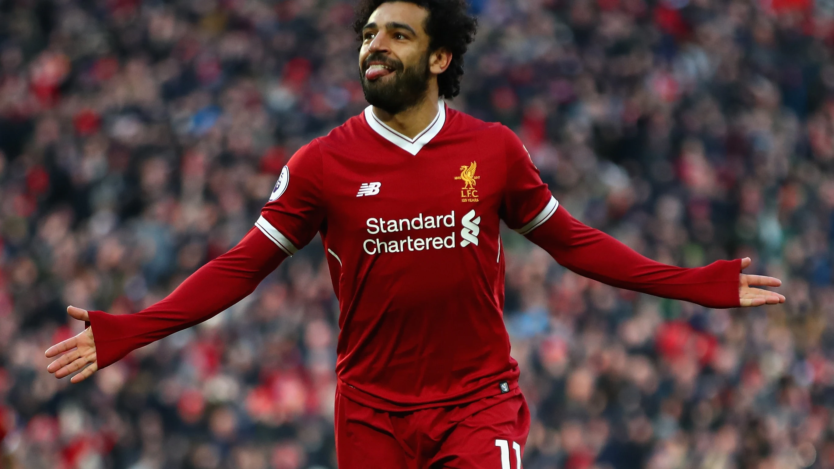 Mohamed Salah celebra un gol con el Liverpool