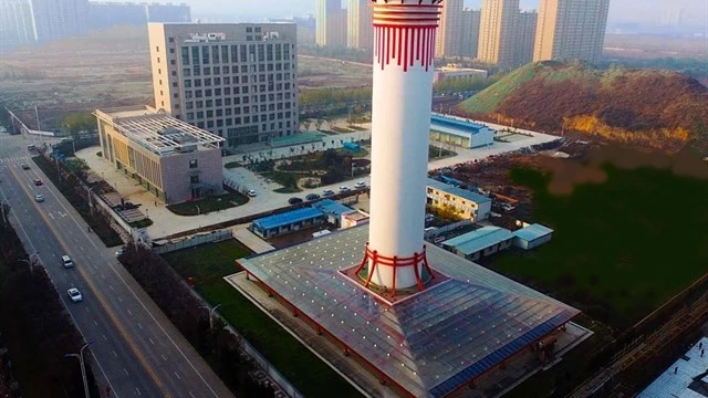 La chimenea instalada en China para filtrar el aire La chimenea instalada en China para filtrar el aire