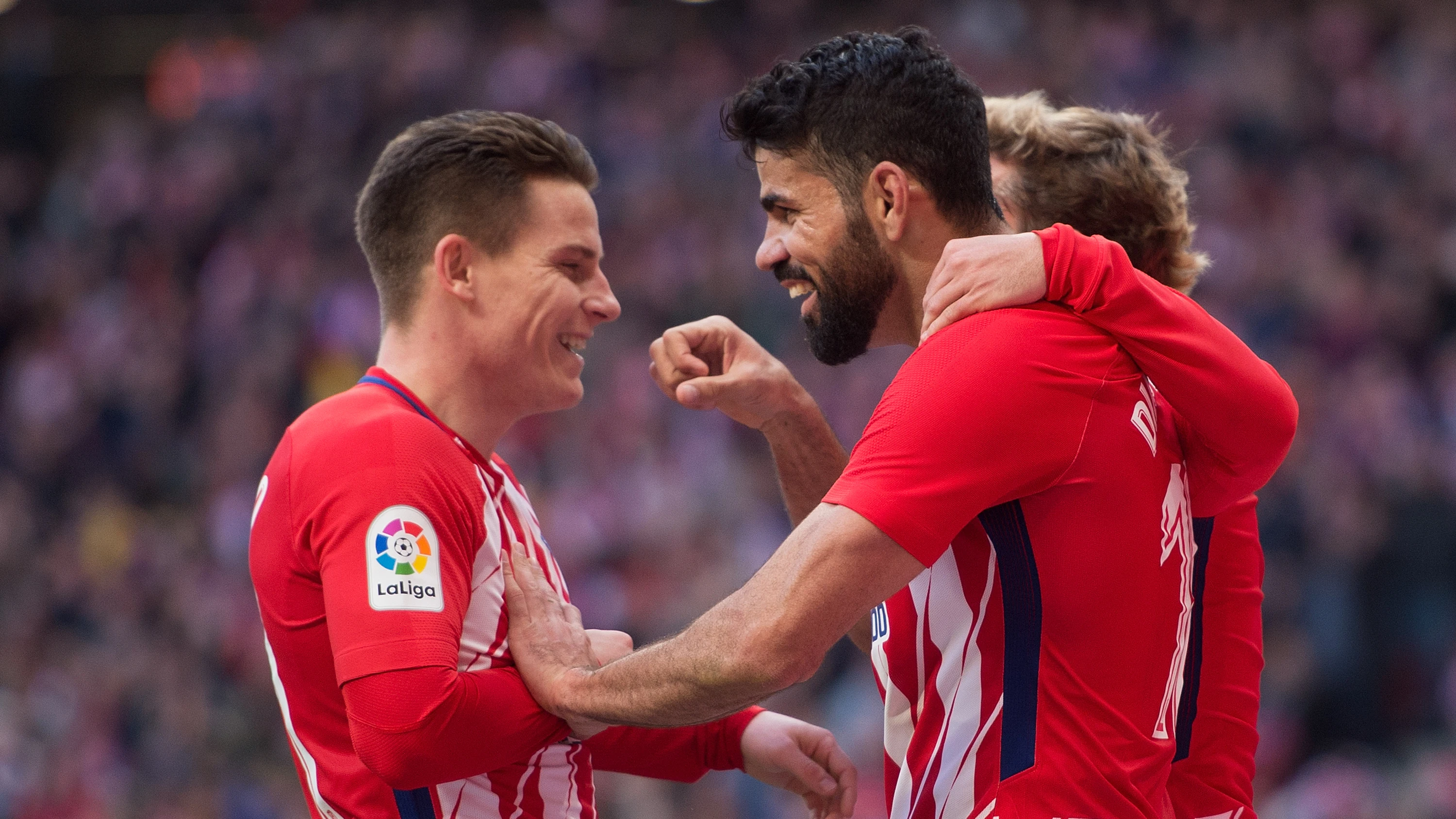 Los jugadores del Atlético celebran un gol