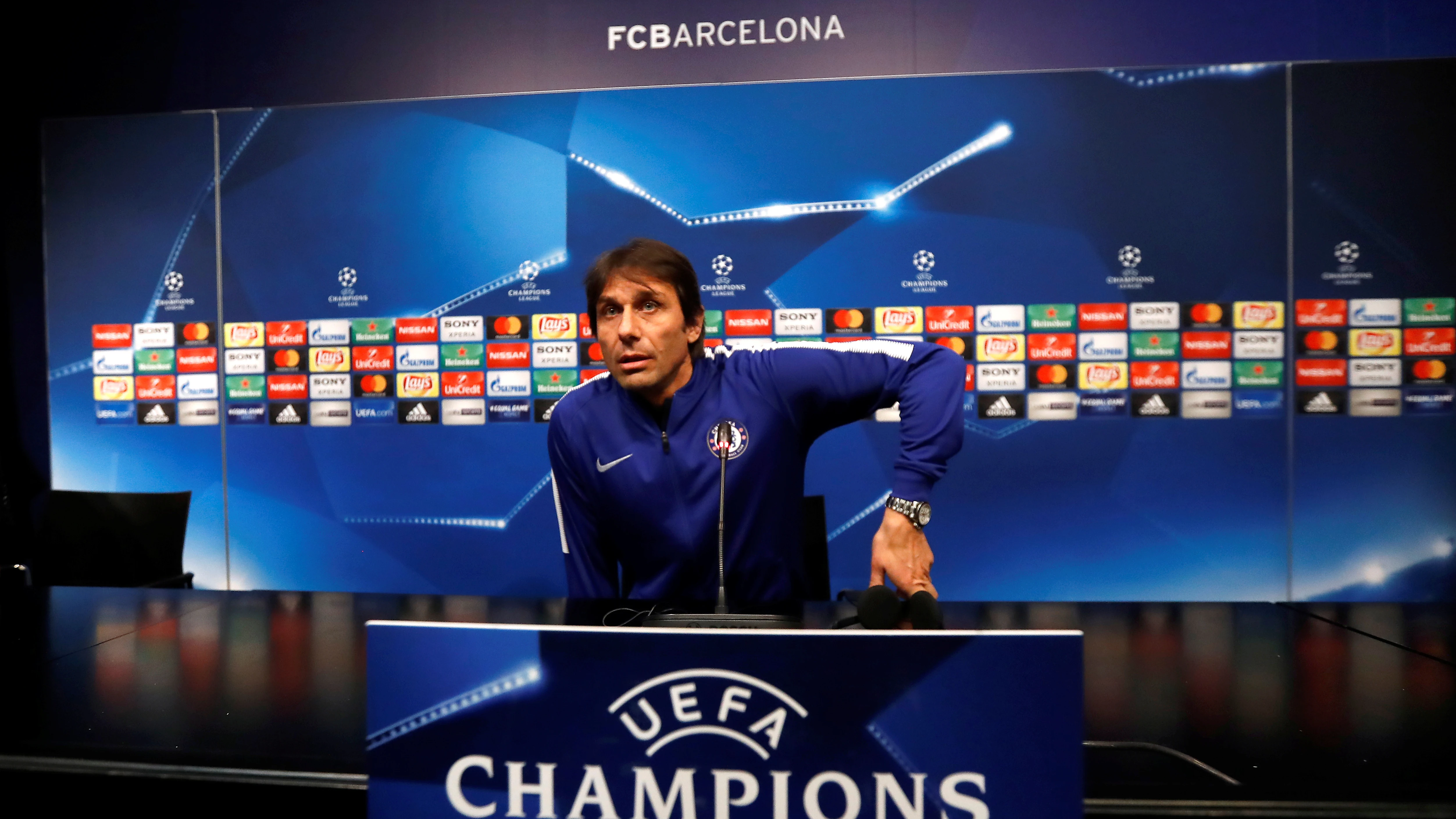 Conte, en la sala de prensa