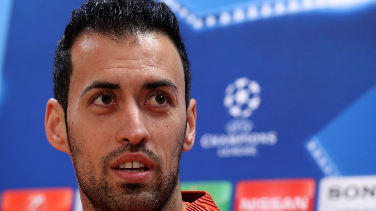 Busquets, durante la rueda de prensa