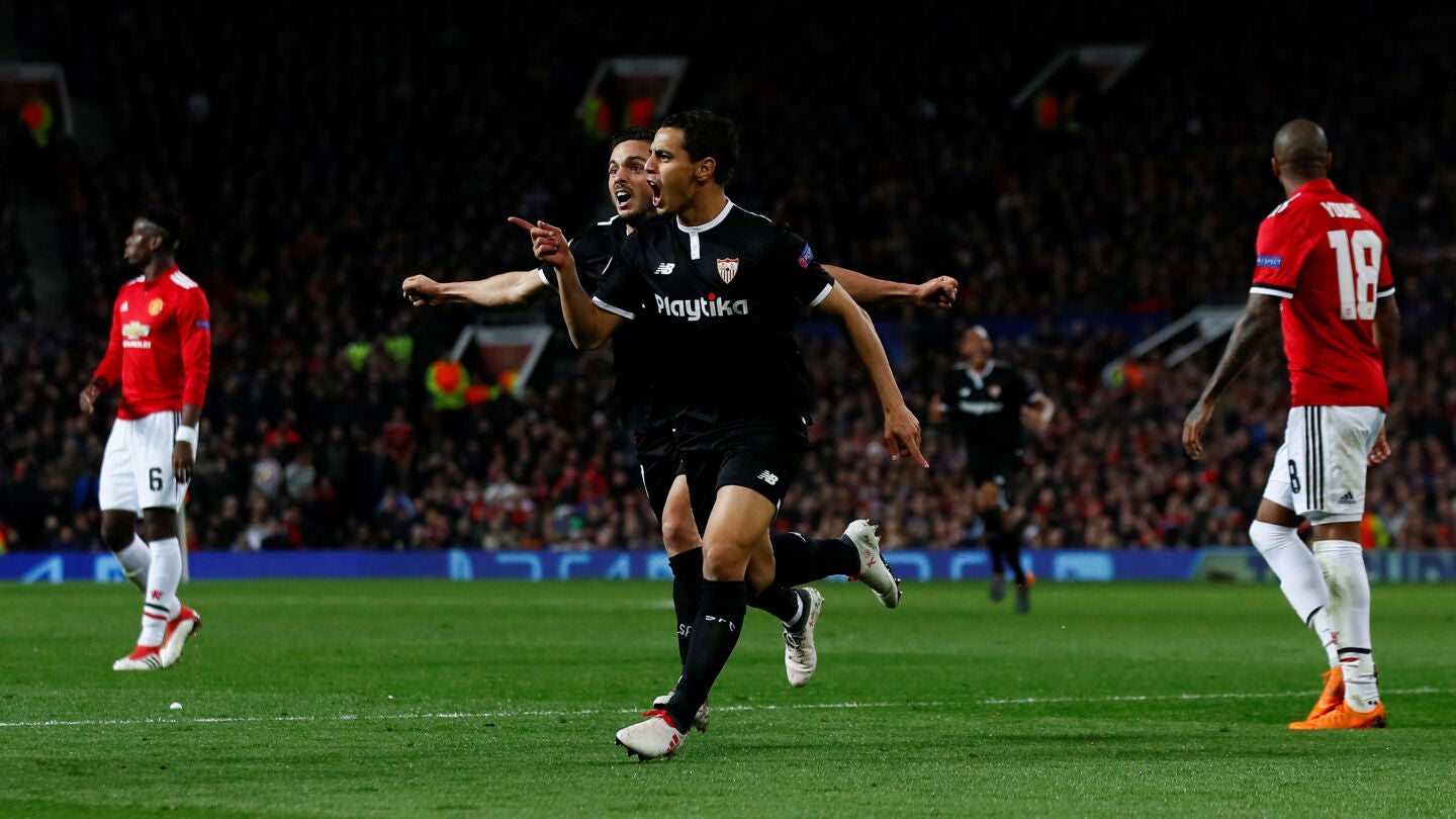 Ben Yedder celebra su gol ante el United