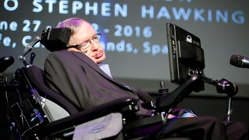 El físico británico Stephen Hawking en una intervención en el festival Starmus, en Canarias