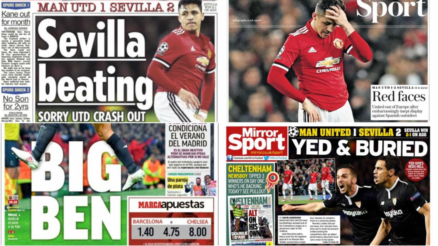 As&iacute; recoge la prensa la eliminaci&oacute;n del United a manos del Sevilla