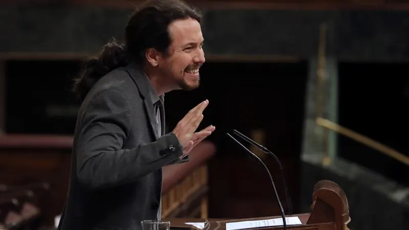 El líder de Podemos, Pablo Iglesias, durante su intervención en el pleno del Congreso