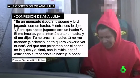La confesión de Ana Julia Quezada: "Nos peleamos por el hacha, se la quité y al final, con la rabia, acabé asfixiándole tapándole la nariz y la boca" La confesión de Ana Julia Quezada: "Nos peleamos por el hacha, se la quité y al final, con la rabia, acabé asfixiándole tapándole la nariz y la boca"