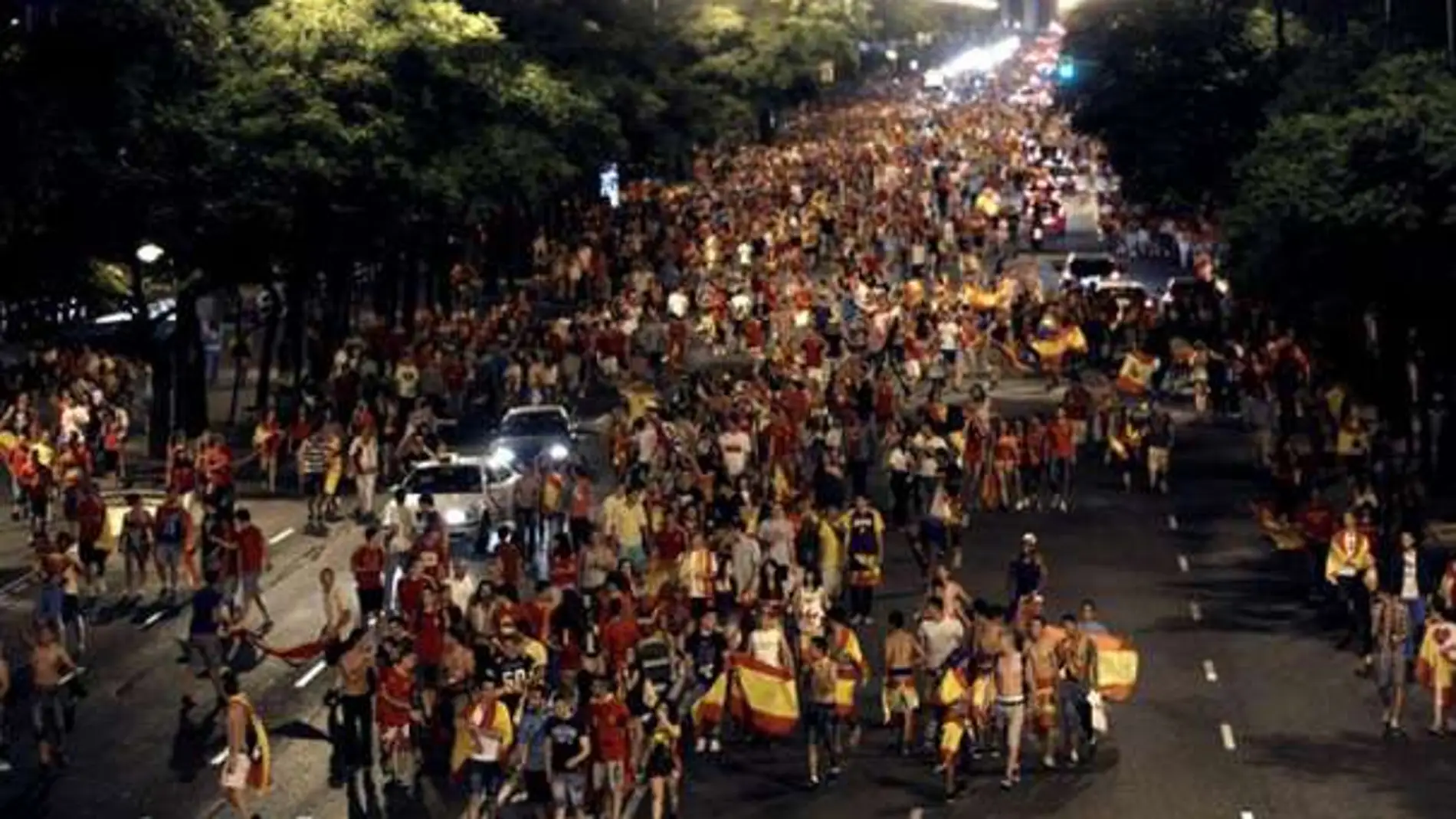Celebración en las calles de Madrid de la Eurocopa 2012