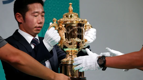 El trofeo de campeón del Mundial de Rugby El trofeo de campeón del Mundial de Rugby
