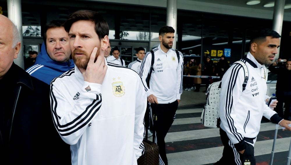 Messi y la selección argentina, llegando a Madrid