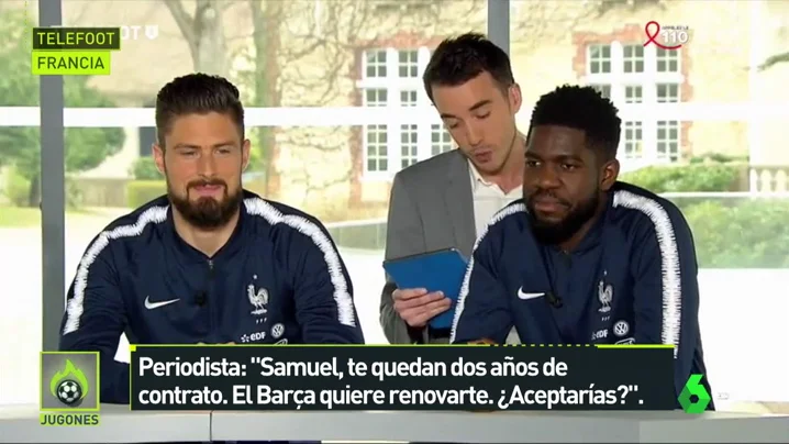 Umtiti no contesta al ser preguntado por su renovación con el Barcelona