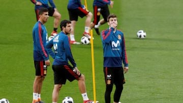 Gerard Piqué, en el entrenamiento de España en el Wanda Metropolitano
