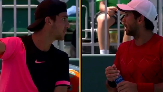 Momento del enfrentamiento entre Verdasco y Kokkinakis en Miami Momento del enfrentamiento entre Verdasco y Kokkinakis en Miami