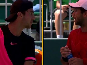 Momento del enfrentamiento entre Verdasco y Kokkinakis en Miami Momento del enfrentamiento entre Verdasco y Kokkinakis en Miami