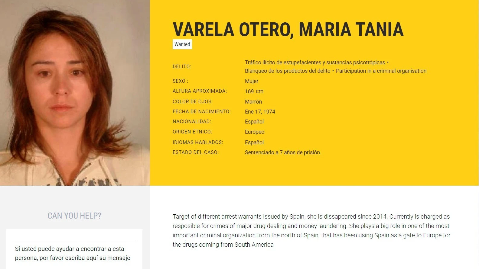 Imagen tomada de la web de Europol de la abogada María Teresa Varela Otero